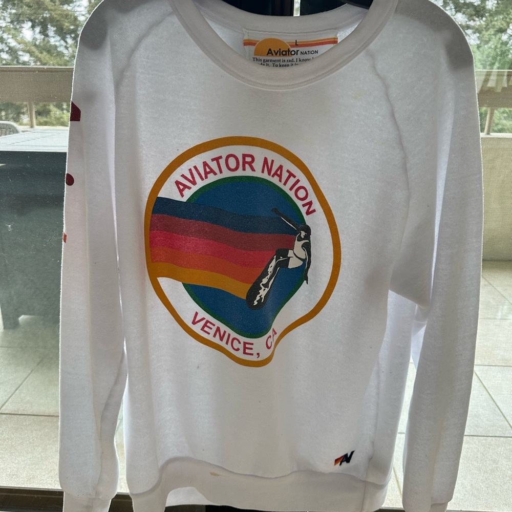White Aviator nation sweatshirt size L